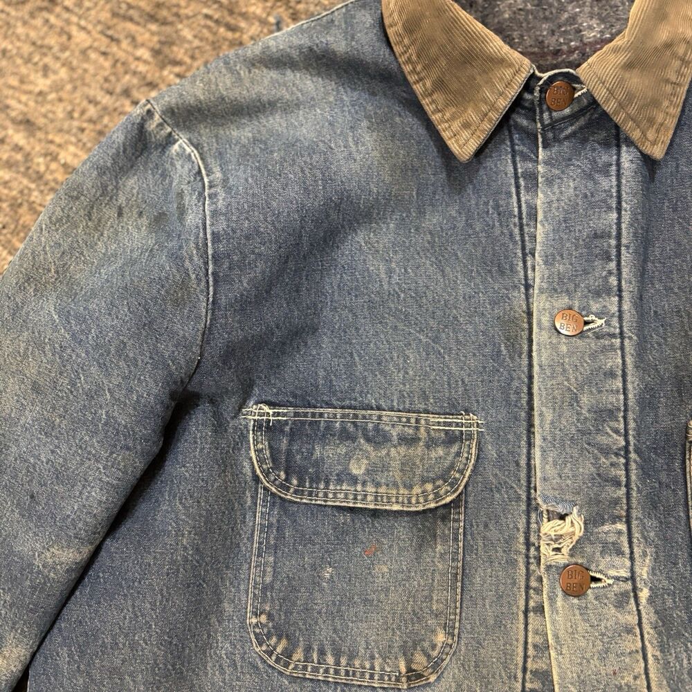 Vintage Big Ben USA Made Mens 48 Denim Barn Chore Coat Blanket Lined - Picture 9 of 16